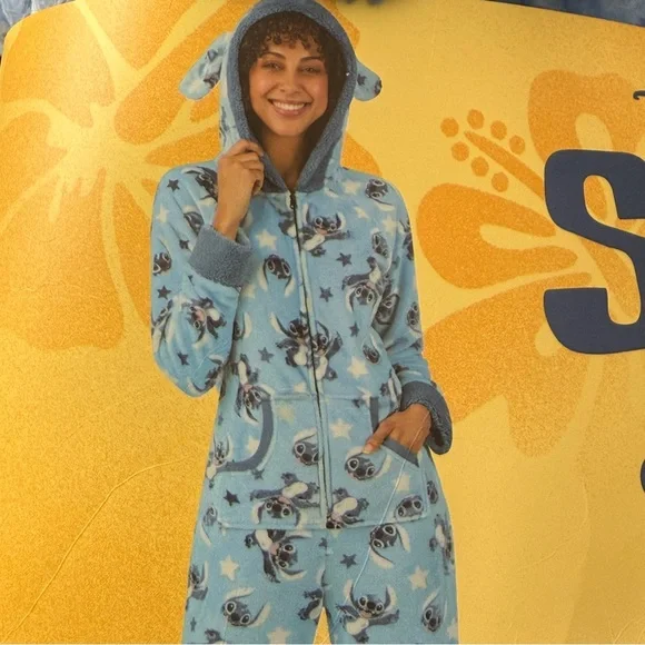 Disney Stitch Women's One-Piece Pajama - Picture 3 of 4